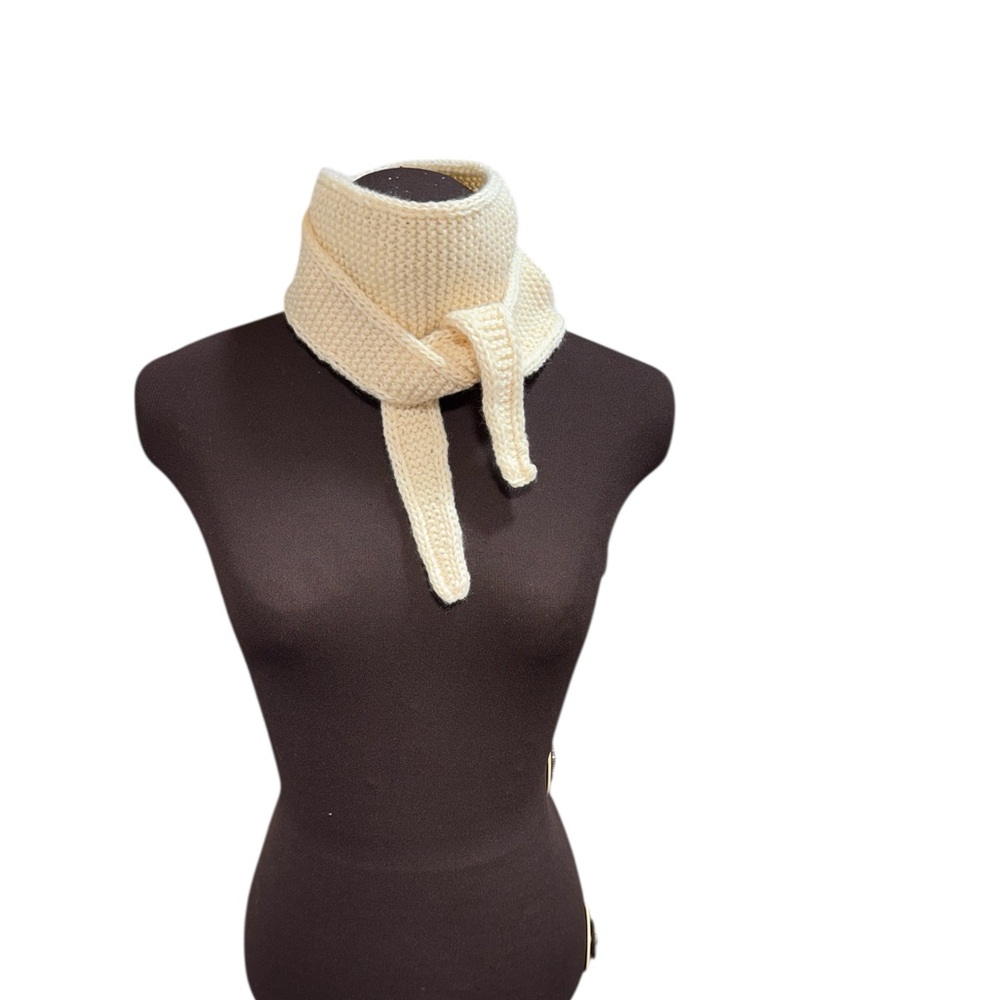Sophie Scarf Ivory Cashmere Neck Warmer Hand Knit Women Neckerchief Soft Cozy